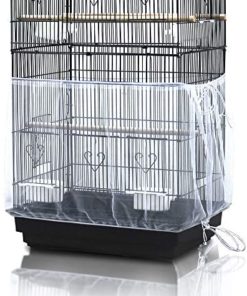 ASOCEA Universal Birdcage Cover Seed Catcher Nylon Mesh Parrot Cage Skirt- White (Not Include Birdcage)