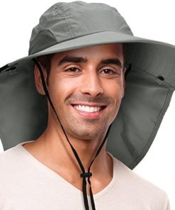 Sun Hat for Men with UV Protection Wide Brim Safari Hike Cap w/Neck Flap Cover